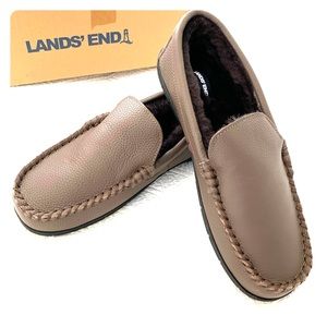 Lands’ End Men’s Leather Shearling Slippers